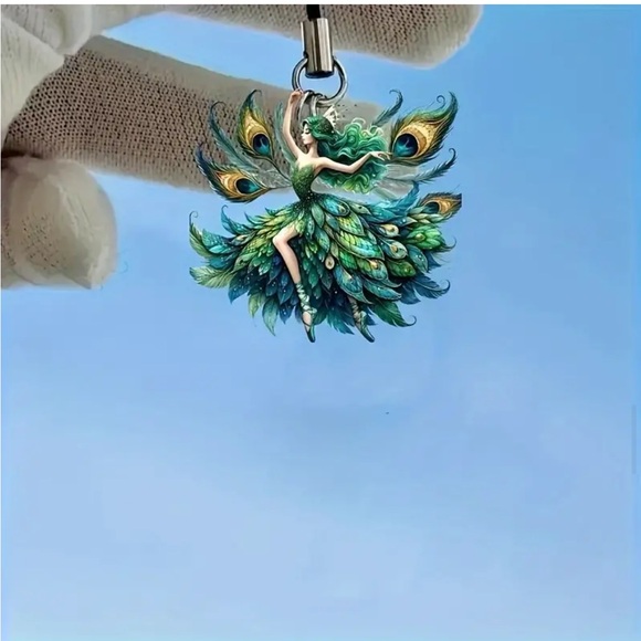 Peacock Fairy Sun Catcher Acrylic 2D Ornament Charm - Picture 8 of 9